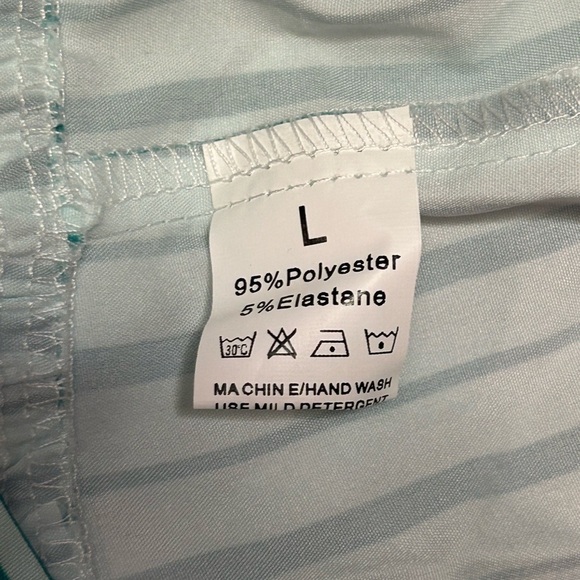 Women Puff Sleeve Peplum Shirts Bow Tie Front Stripe Babydoll Blouse Lace‎ Up - Picture 10 of 10